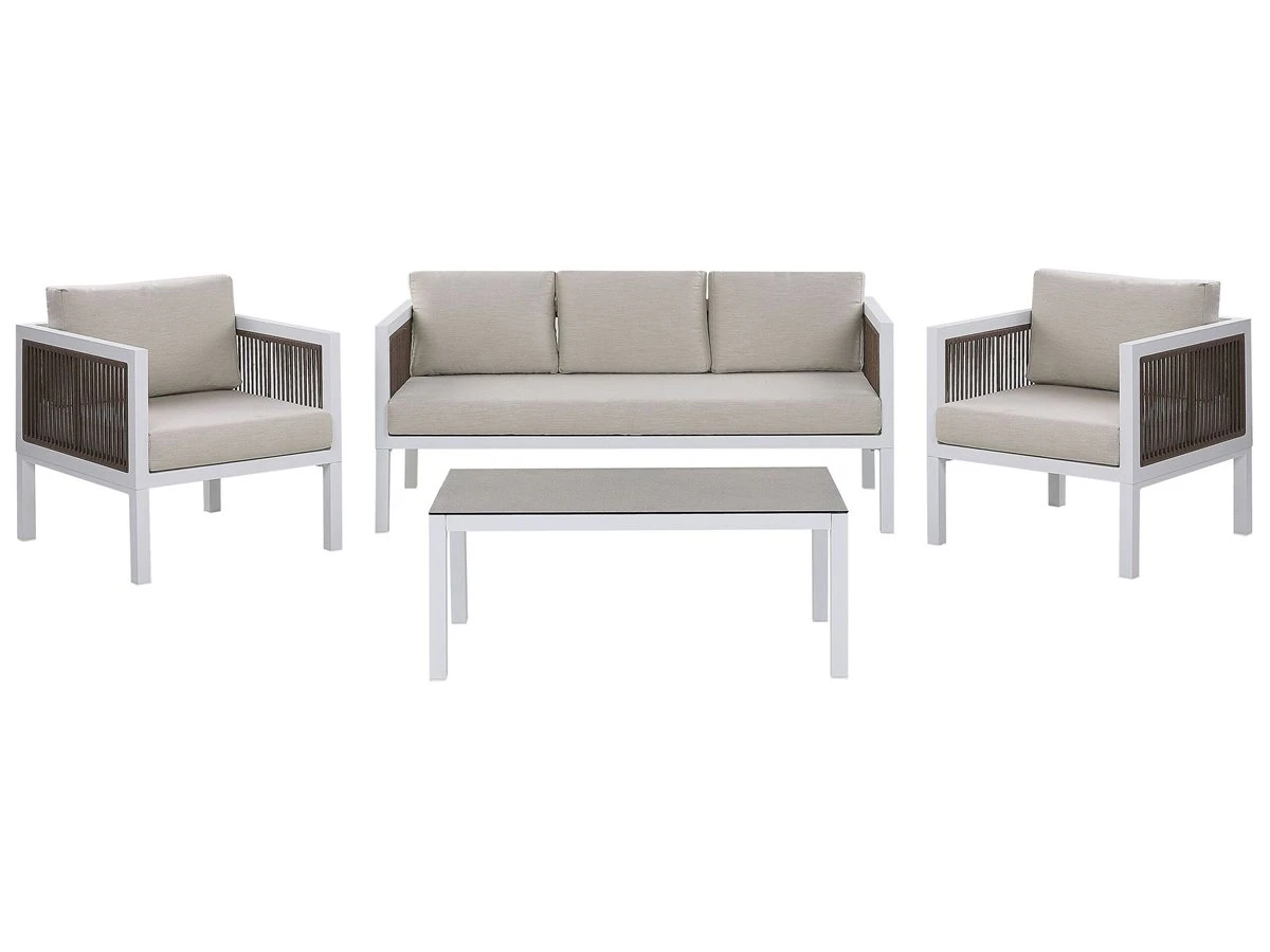 Conjunto De Jardín 5 Plazas De Metal Blanco/marrón/beige BORELLO - Imagen 2