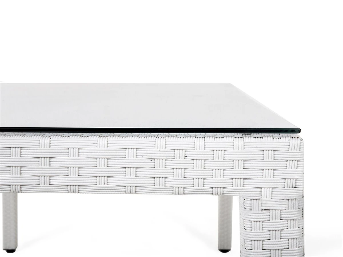 Mesa De Jardín De Ratán Blanco 220 X 100 Cm ITALY - Imagen 7