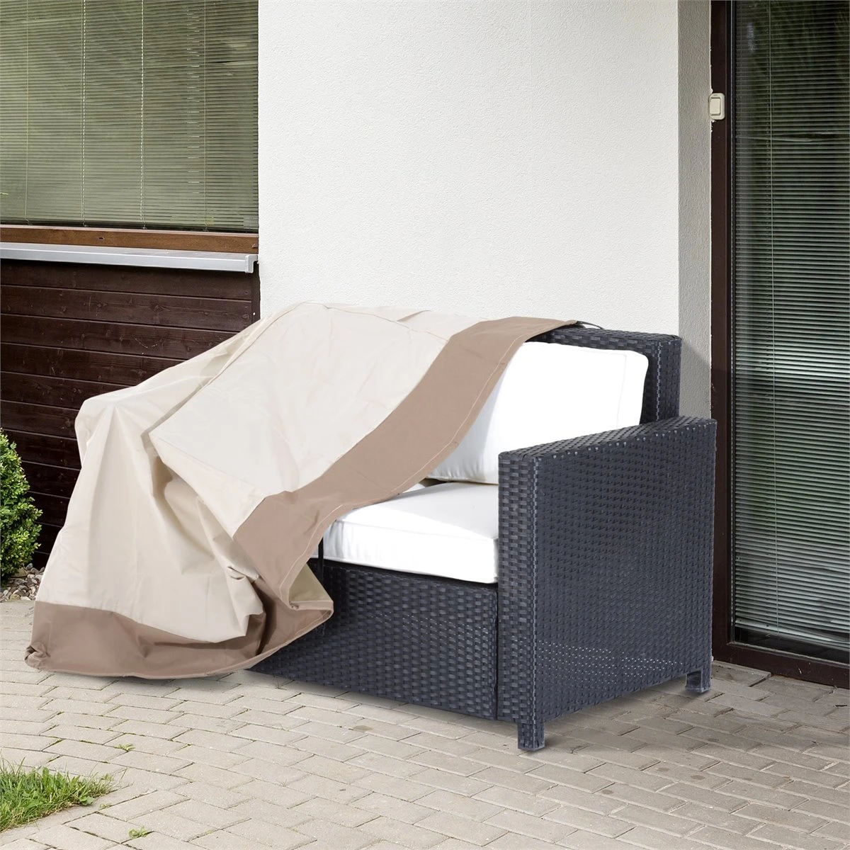 Outsunny Funda Protectora Para Banco 2-3 Plaza Cubierta De Muebles Impermeable Exterior Jardín Protección Contra Lluvia Y Sol 152x87x59/79cm 600D Tela Oxford - Imagen 2