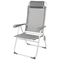 Silla Plegable Camping Antivuelco Y Multiposición Gris C/cojín Aktive