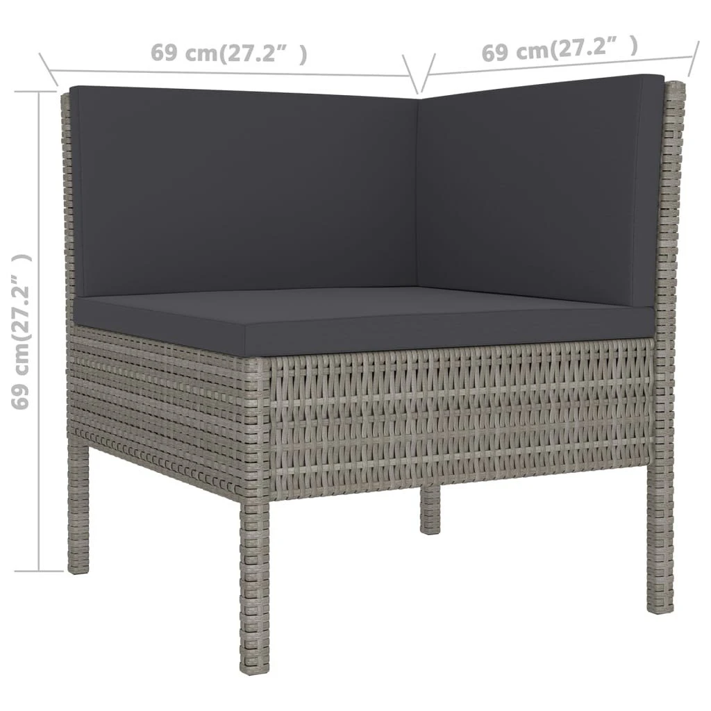 Set De Muebles De Jardín 14 Pzas Y Cojines Ratán Sintético Gris VidaXL - Imagen 6