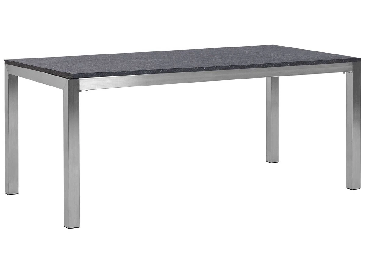 Mesa De Comedor De Metal/granito Gris Grafito/plateado 180 X 90 Cm GROSSETO - Imagen 2