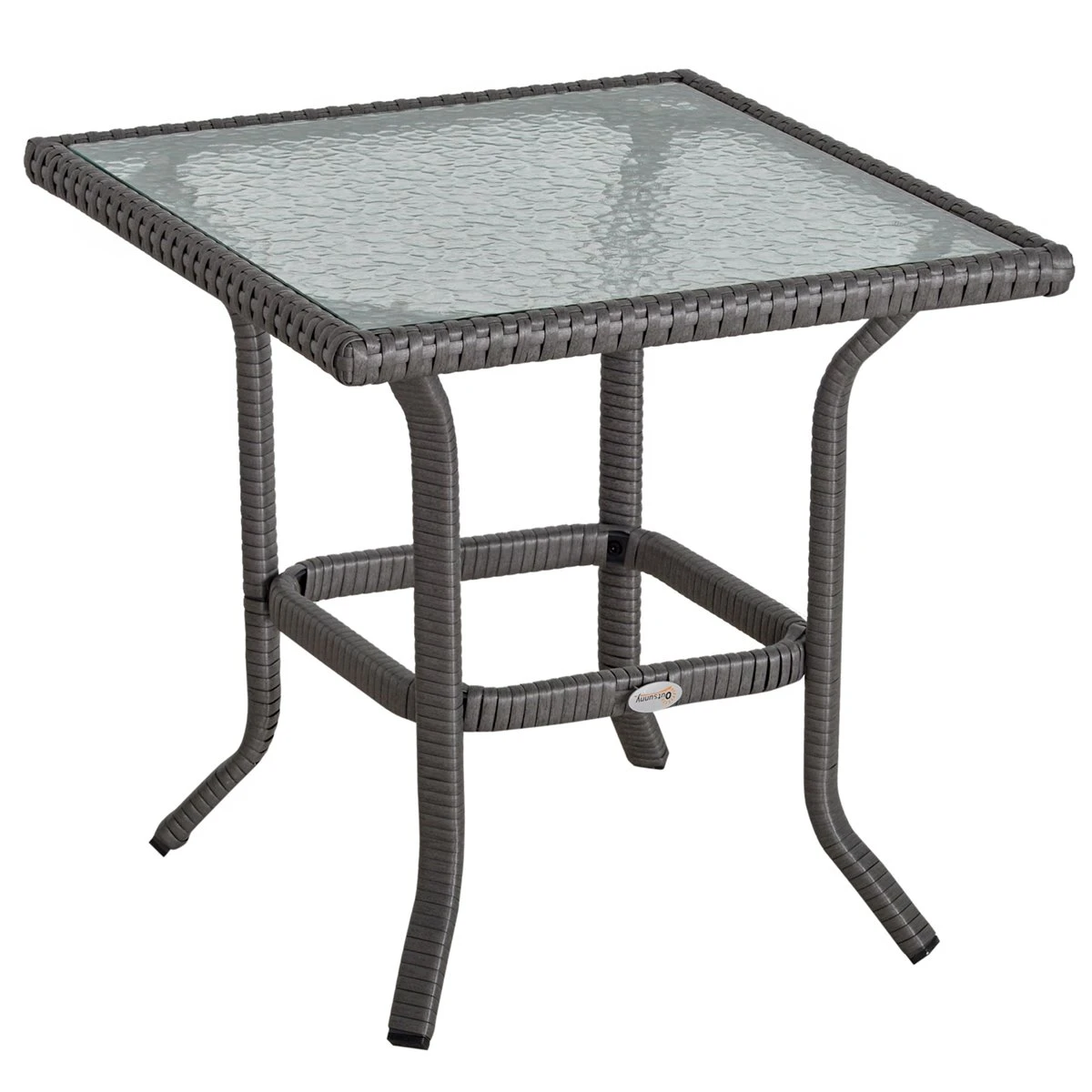 Outsunny Conjunto De Muebles De Ratán 3 Piezas De Jardín 2 Sillones 65x66x75 Cm Y Mesa De Vidrio Templado 50x50x50 Cm Con Cojines Acolchados Para Terraza Patio Gris - Imagen 8