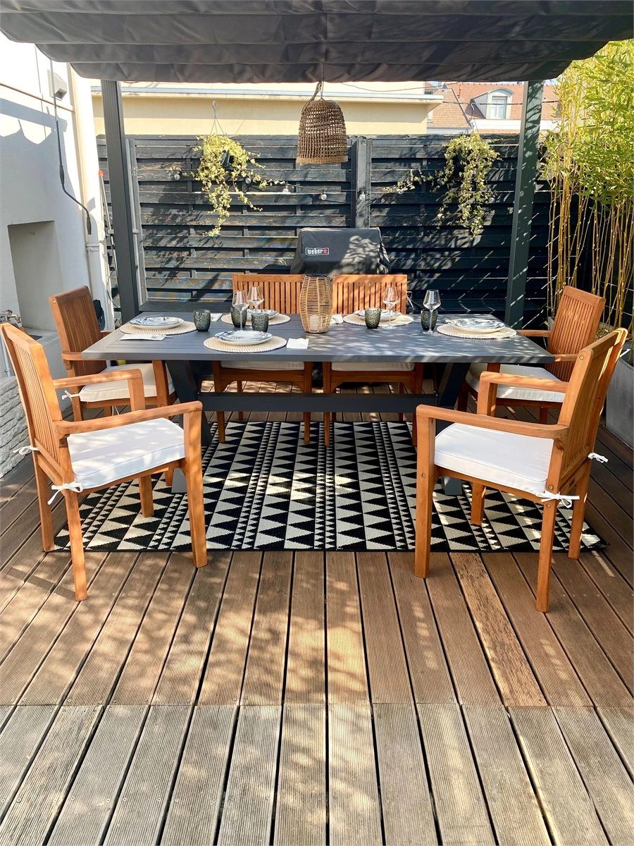 Mesa De Jardín De Metal Gris 200 X 105 Cm CASCAIS - Imagen 9