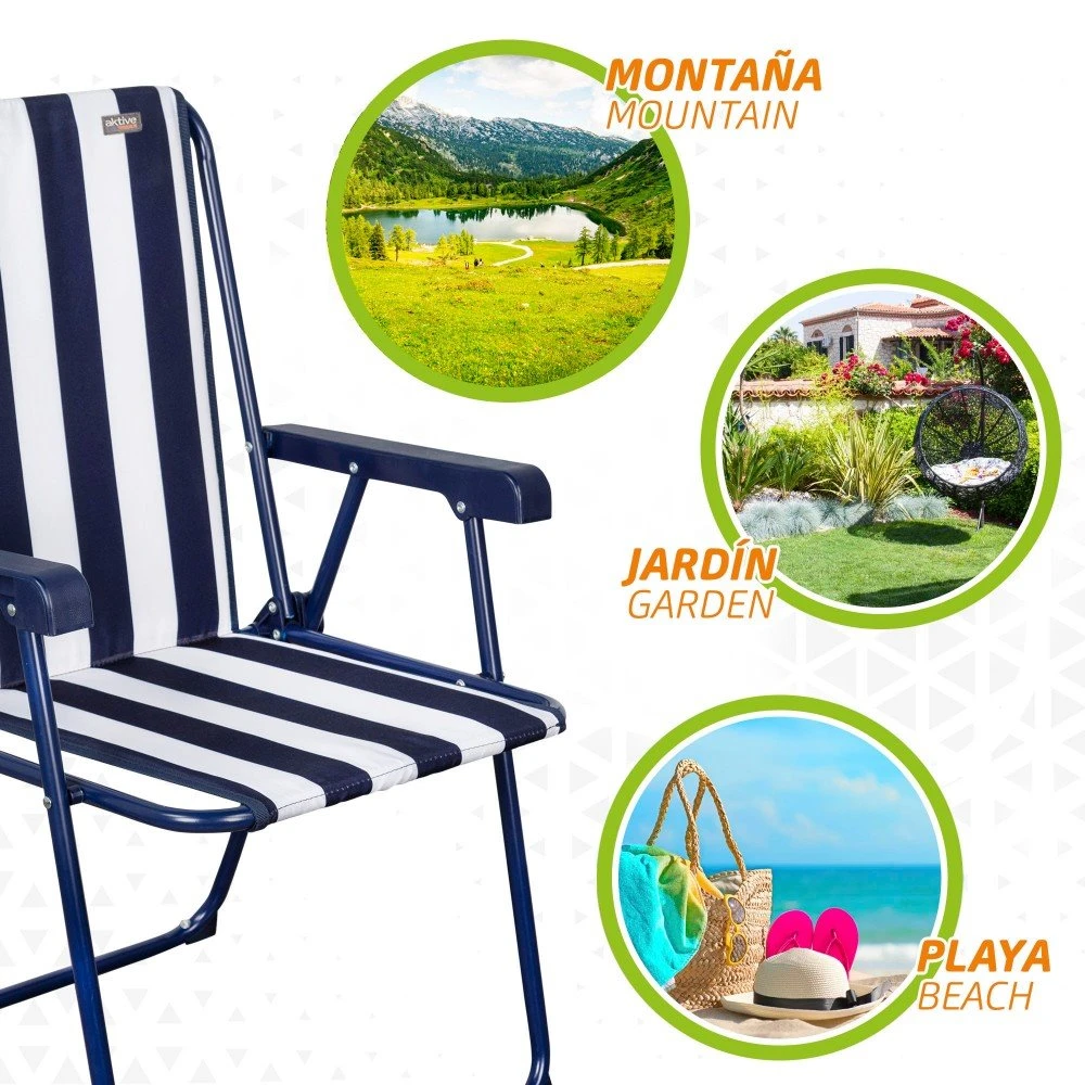 Silla Plegable Fija Rayas Marineras Aktive Garden - Imagen 5