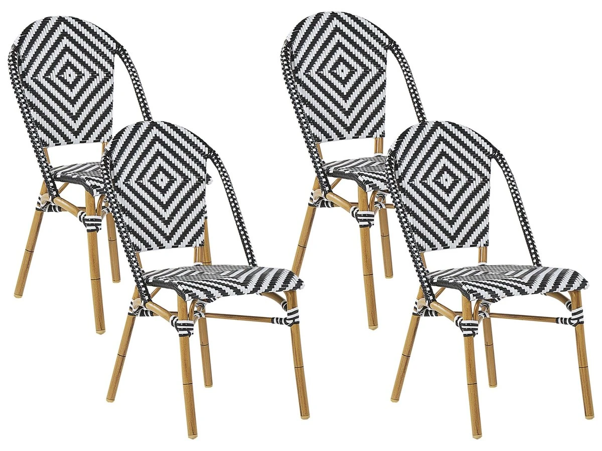 Conjunto De 4 Sillas De Jardín Negro/blanco RIFREDDO - Imagen 2