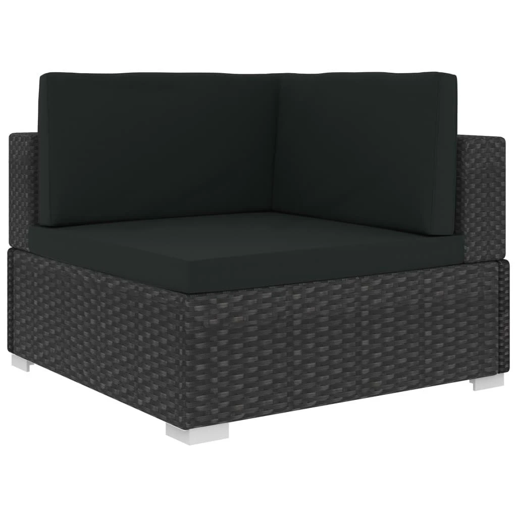 Set Muebles De Jardín 6 Piezas Y Cojines Ratán Sintético Negro VidaXL - Imagen 4