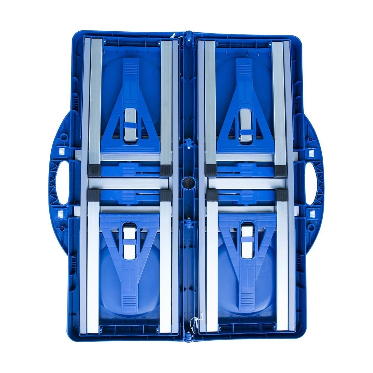 Outsunny Mesa Maleta De Camping Plegable Portátil 4 Asientos Y Agujero Sombrilla Estructura Aluminio Playa Picnic 84.5x64.5x66cm (Azul) - Imagen 5