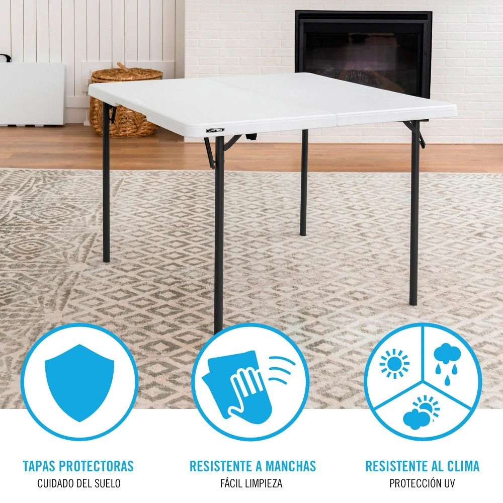 Mesa Cuadrada Plegable Blanco 94x94x74 Cm LIFETIME - Imagen 4