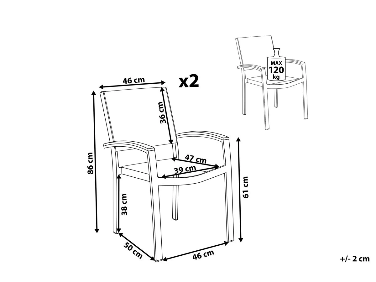 Conjunto De 2 Sillas De Jardín Gris PERETA - Imagen 3