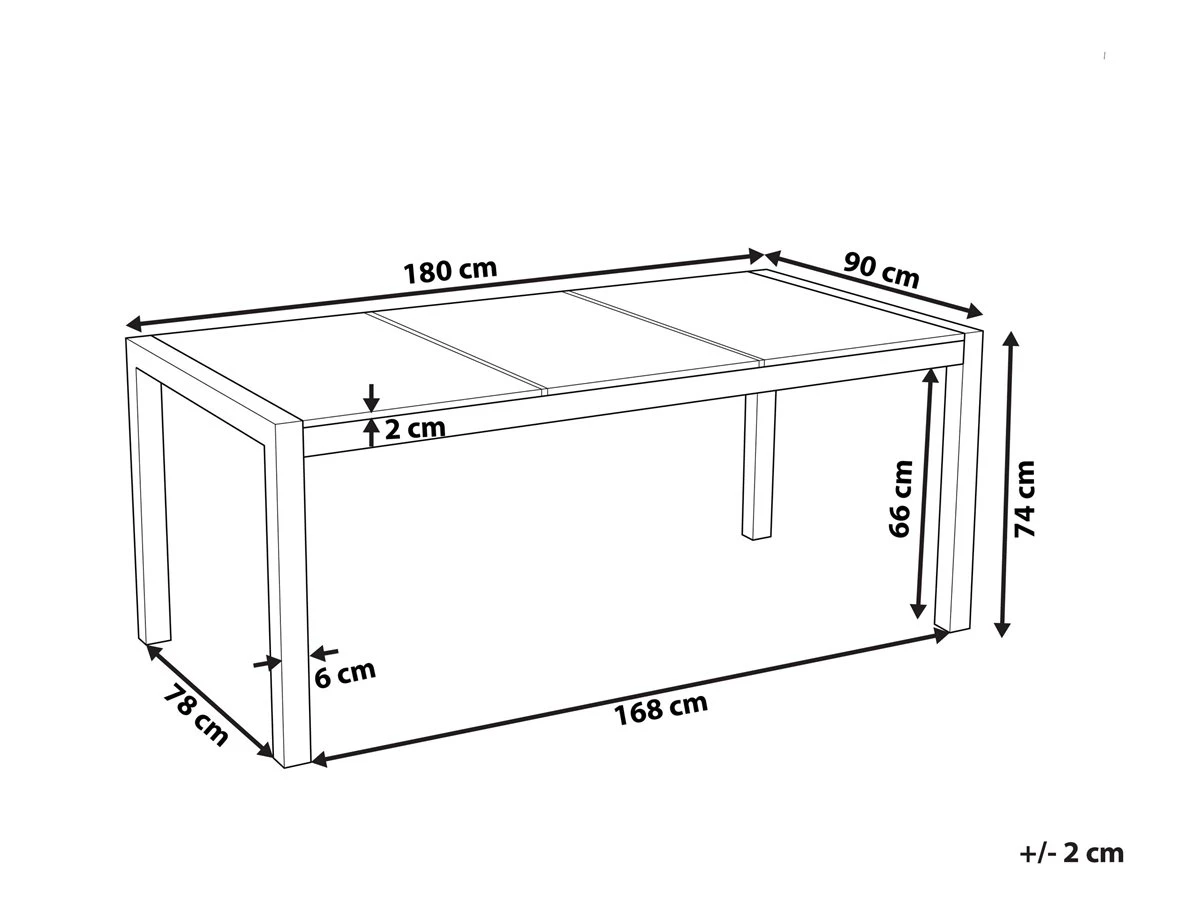 Mesa De Comedor De Metal/granito Plateado/negro 180 X 90 Cm GROSSETO - Imagen 3