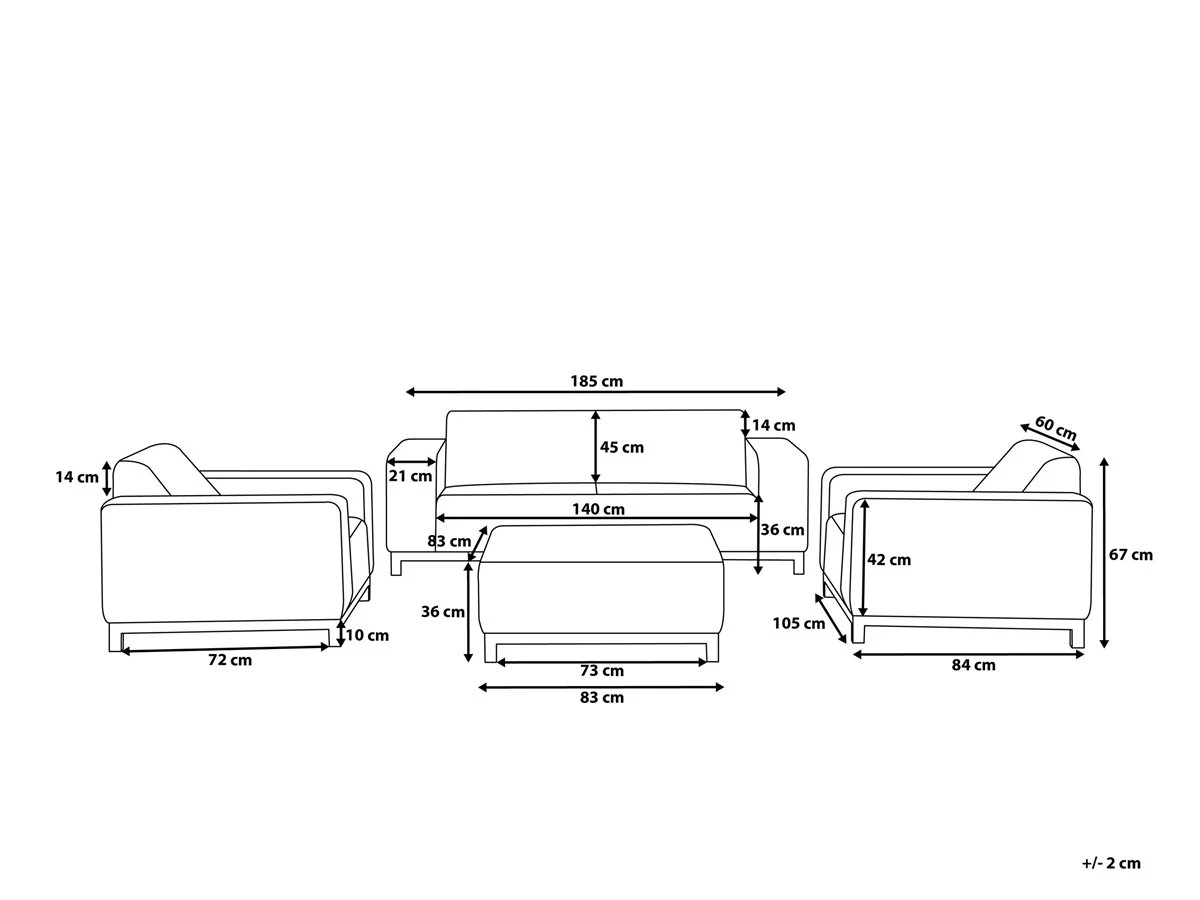 Conjunto De Jardín 5 Plazas De Poliéster Gris/blanco ROVIGO - Imagen 3