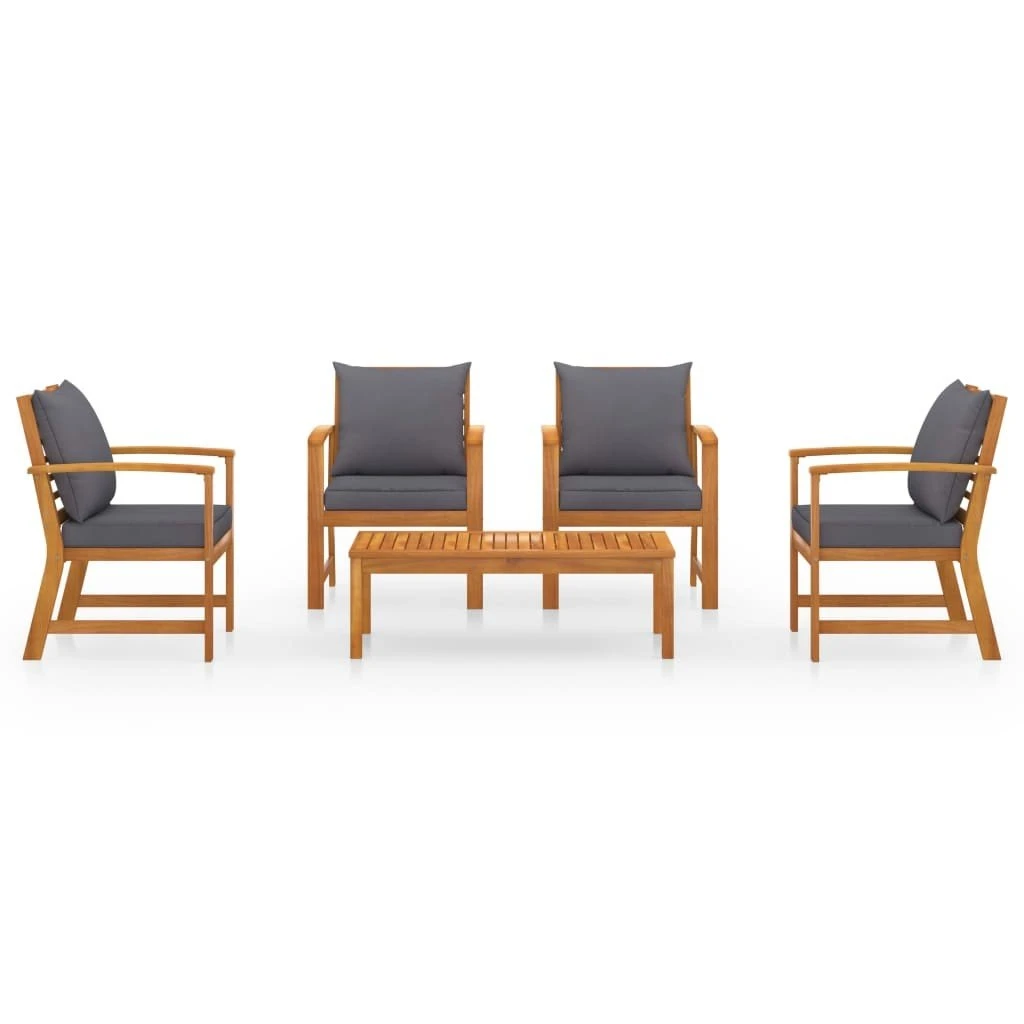 Muebles De Jardín 5 Piezas Cojines Madera Maciza De Acacia VidaXL - Imagen 2