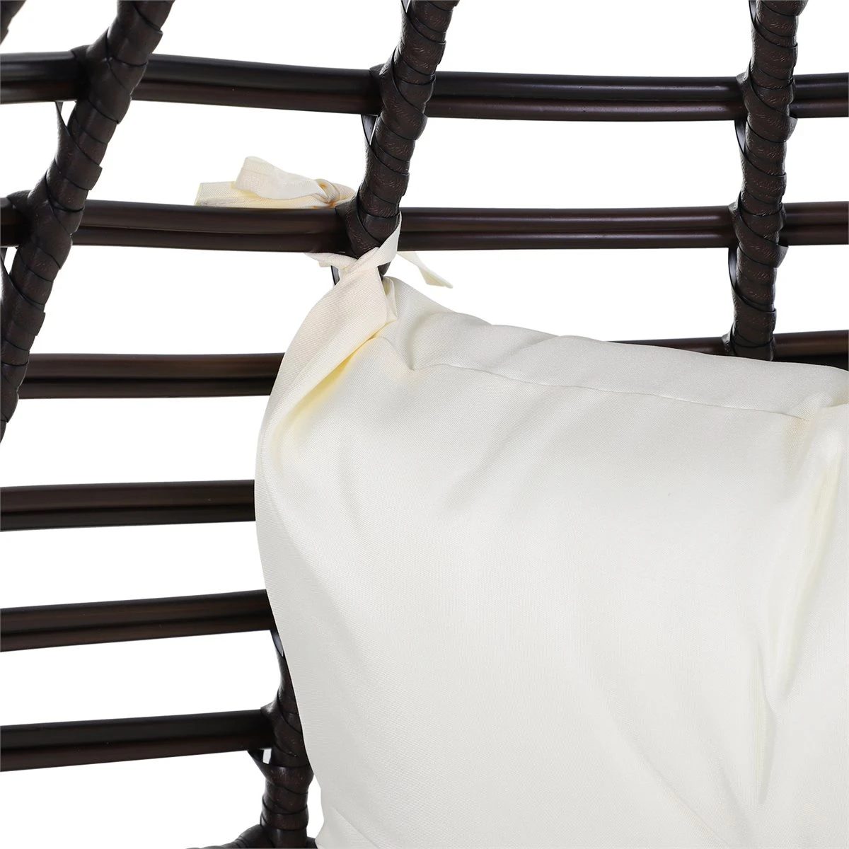 Outsunny Sillón De Ratán Balcón En Forma De Lágrima Con Cojín Acolchado De Algodón PP Estilo Moderno Para Exterior E Interior Carga 160 Kg 101x89x156 Cm Marrón Y Crema - Imagen 4