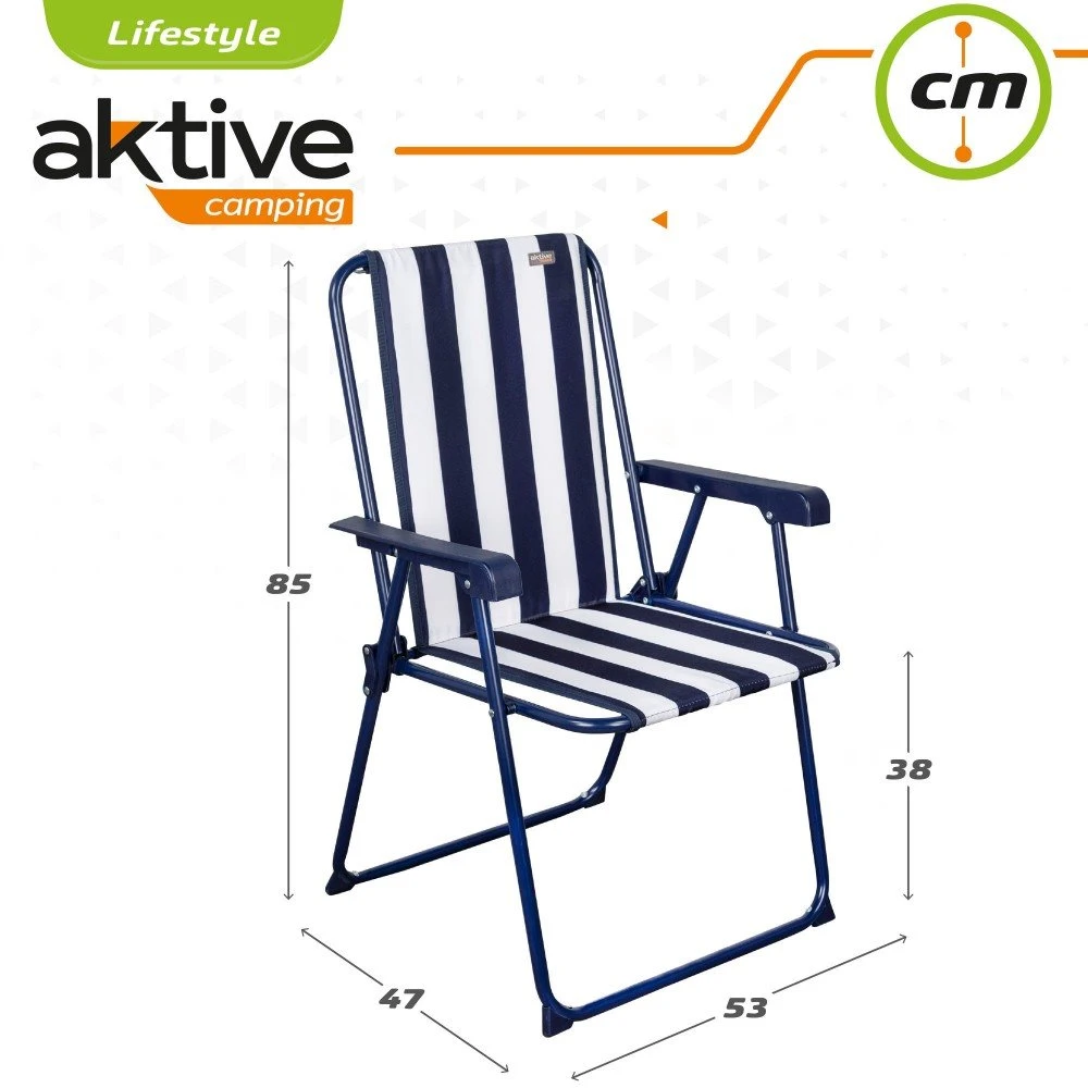 Silla Plegable Fija Rayas Marineras Aktive Garden - Imagen 6