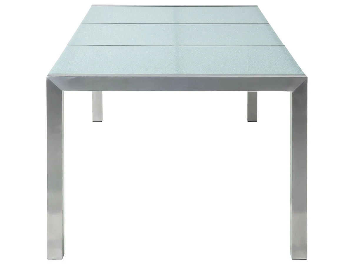 Mesa De Comedor De Metal/vidrio Templado Transparente/plateado 220 X 100 Cm GROSSETO - Imagen 7