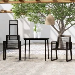 Juego De Comedor Para Jardín 3 Piezas Negro VidaXL