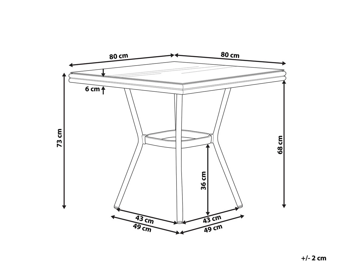 Mesa De Jardín De Metal Negro/madera Oscura 80 X 80 Cm CASPRI - Imagen 3