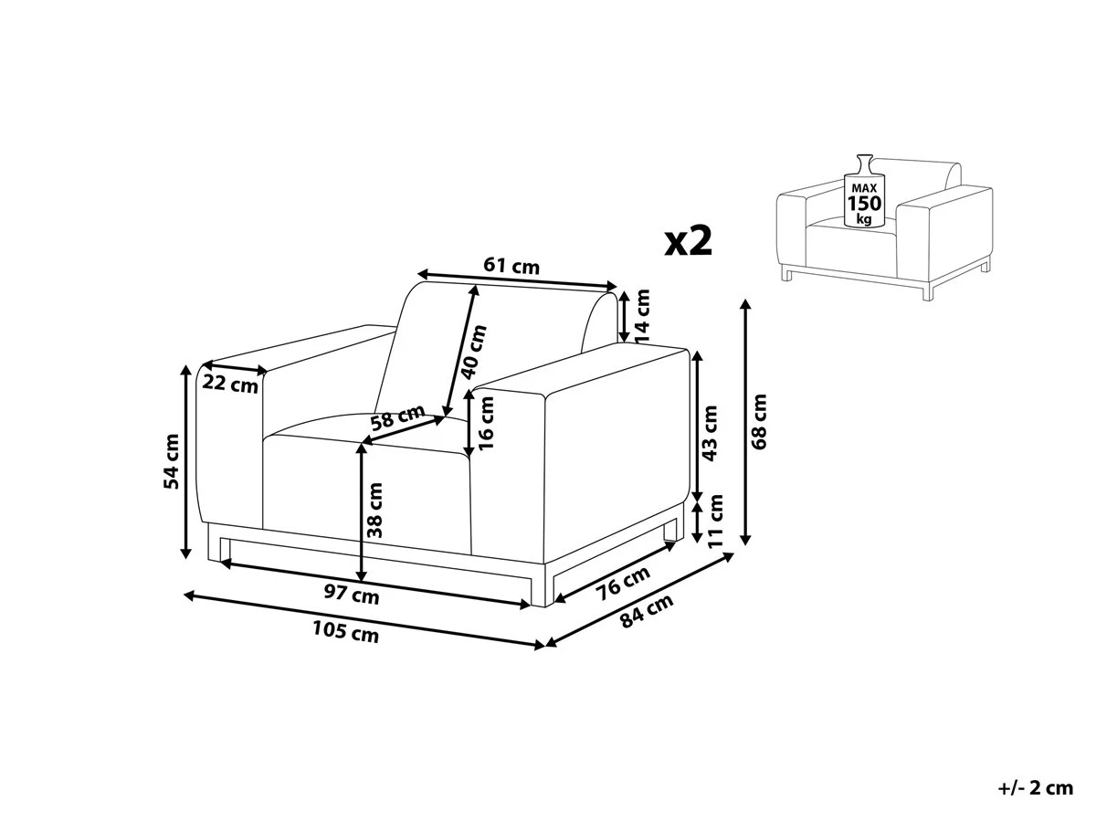 Conjunto De 2 Sillones De Poliéster Gris/negro ROVIGO - Imagen 3