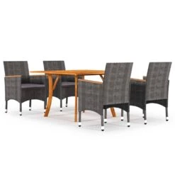 Juego De Comedor Para Jardín De 5 Piezas Gris VidaXL