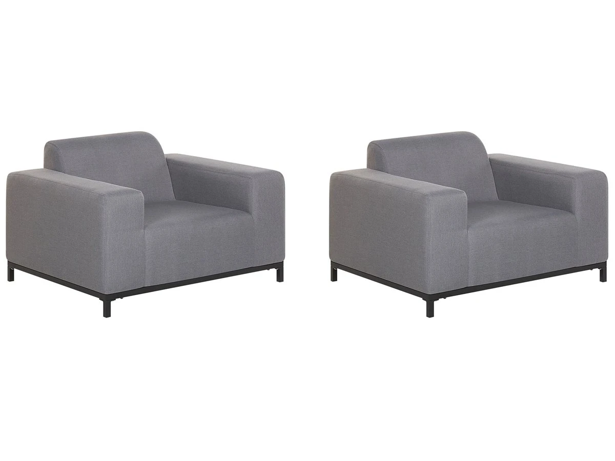 Conjunto De 2 Sillones De Poliéster Gris/negro ROVIGO - Imagen 2