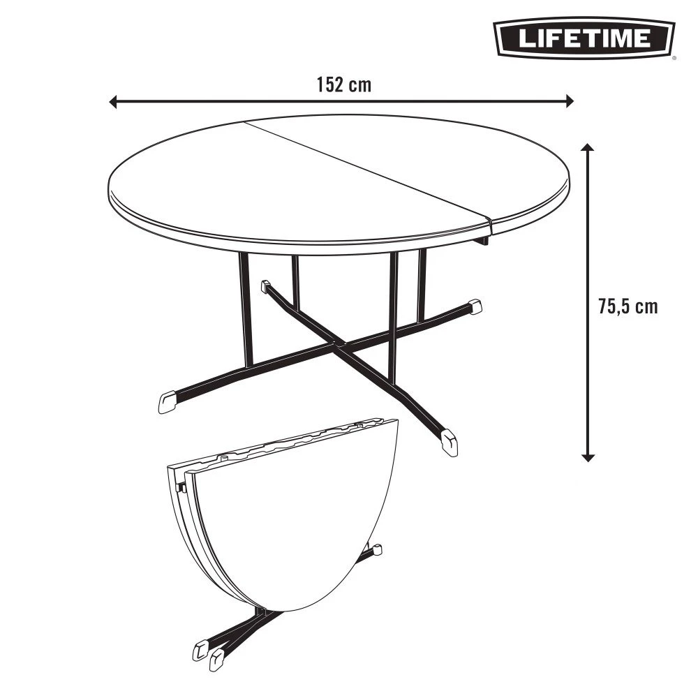 Mesa Redonda Plegable Blanco LIFETIME Ø152 X 75,5 Cm - Imagen 8