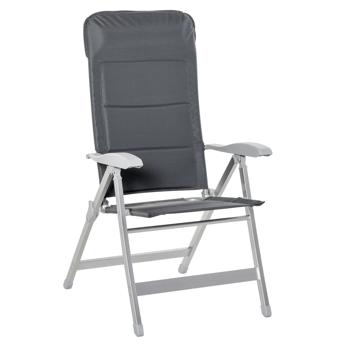 Outsunny Silla De Jardín Plegable De Aluminio Con Respaldo Alto Ajustable En 7 Posiciones Y Reposacabezas Acolchado Para Exterior 75x61,5x114,5 Cm Gris