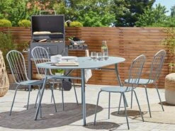 Mesa De Jardín De Metal Azul Claro 160 X 90 Cm CALVI