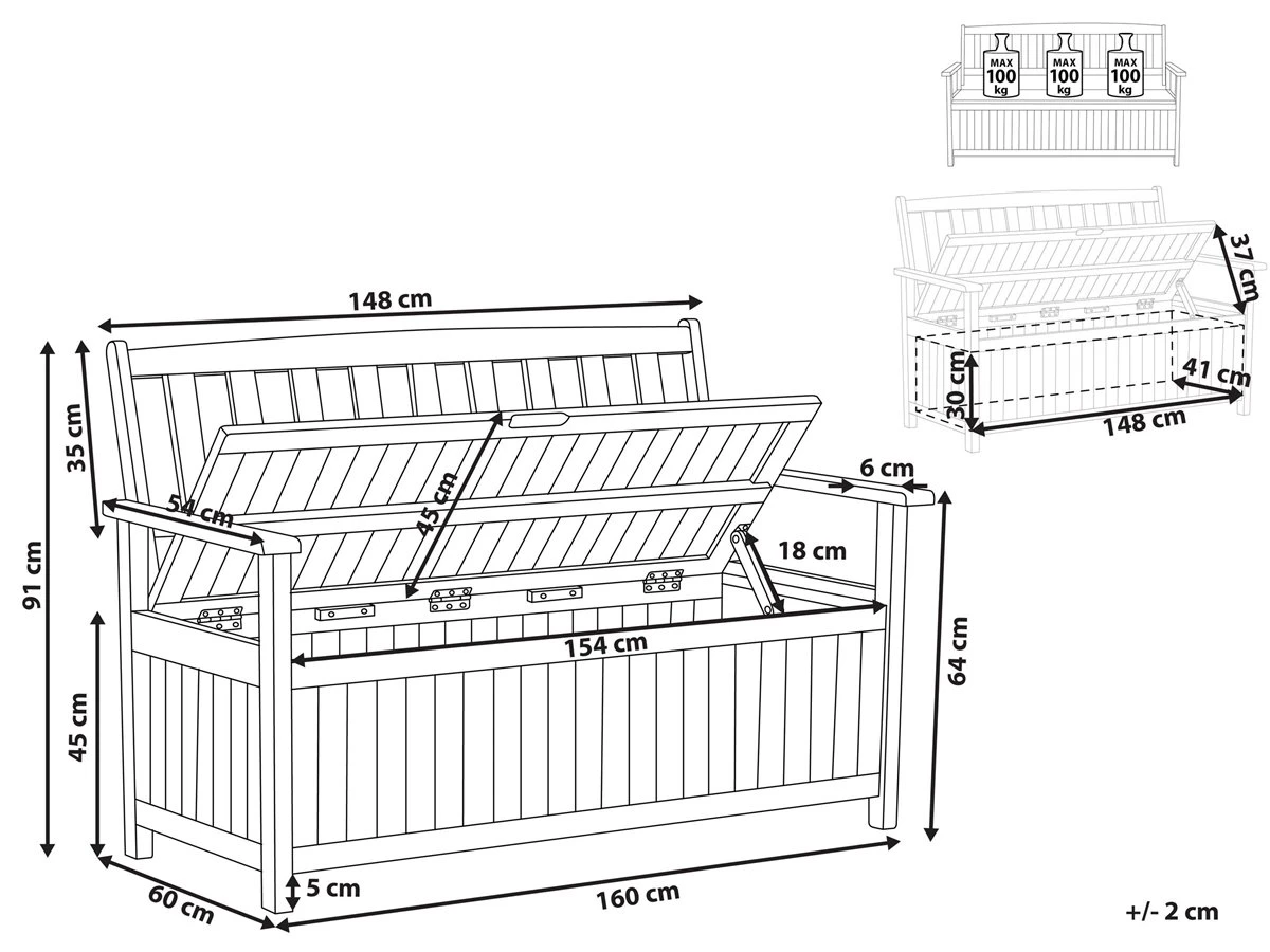 Banco De Jardín De Madera De Acacia Clara 160 Cm SOVANA - Imagen 3