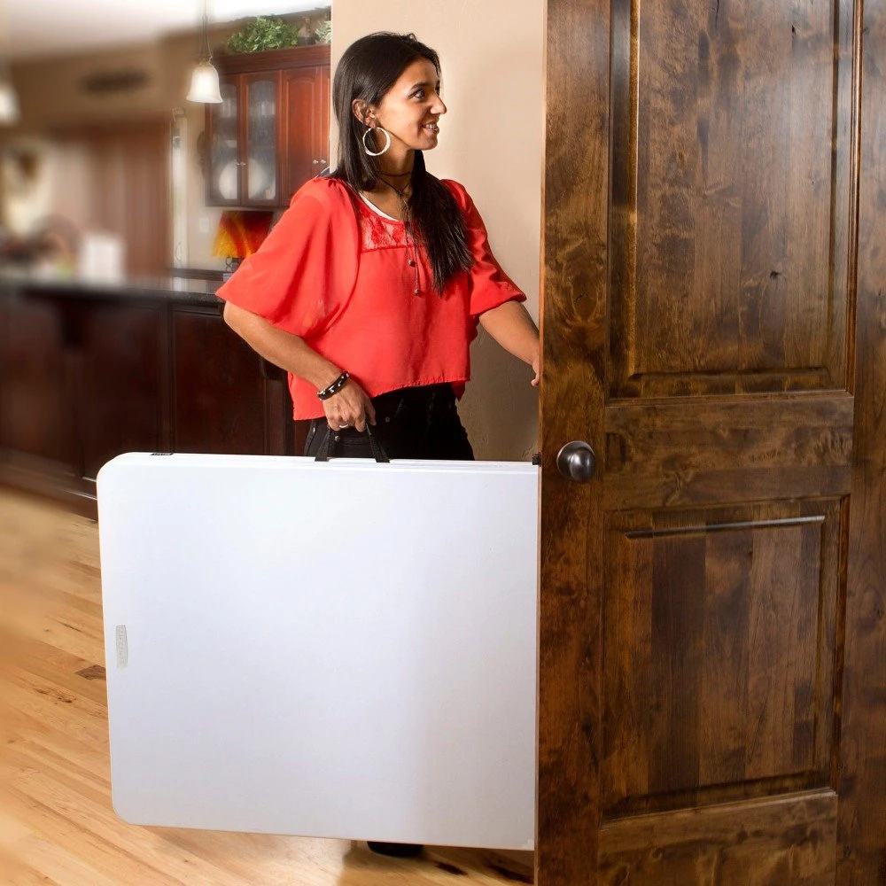 Mesa Rectangular Plegable Blanco Efecto Granito LIFETIME 184 X 76 X 73,5 Cm - Imagen 6