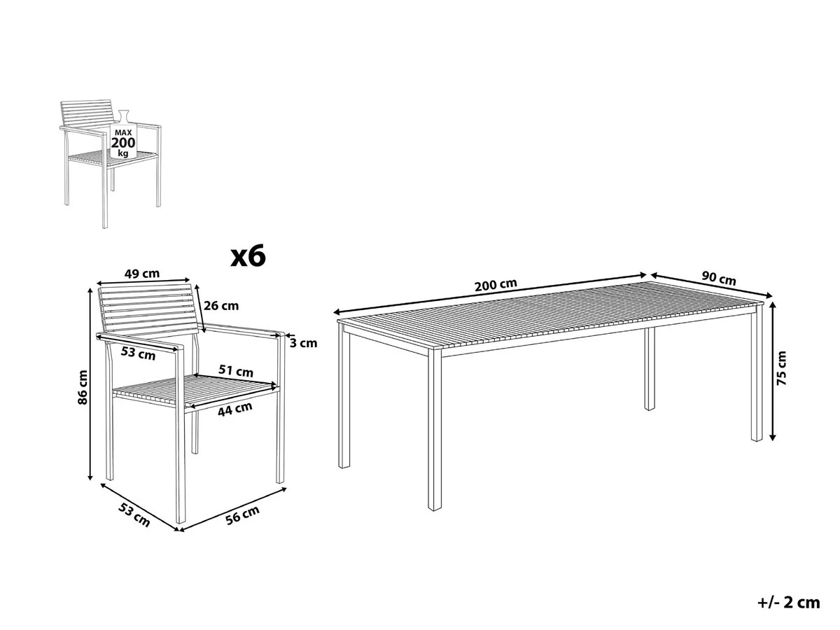 Conjunto De Jardín En Madera/acero Para 6 Personas VIAREGGIO - Imagen 3