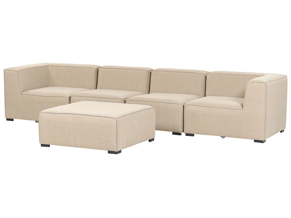 Sofá 4 Plazas Beige Arena/negro Con Reposapiés AREZZO - Imagen 5