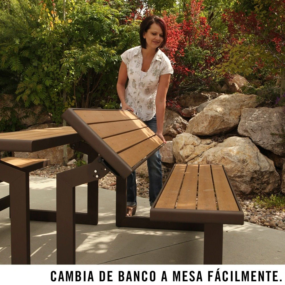 Banco Convertible En Mesa Color Madera LIFETIME - Imagen 4
