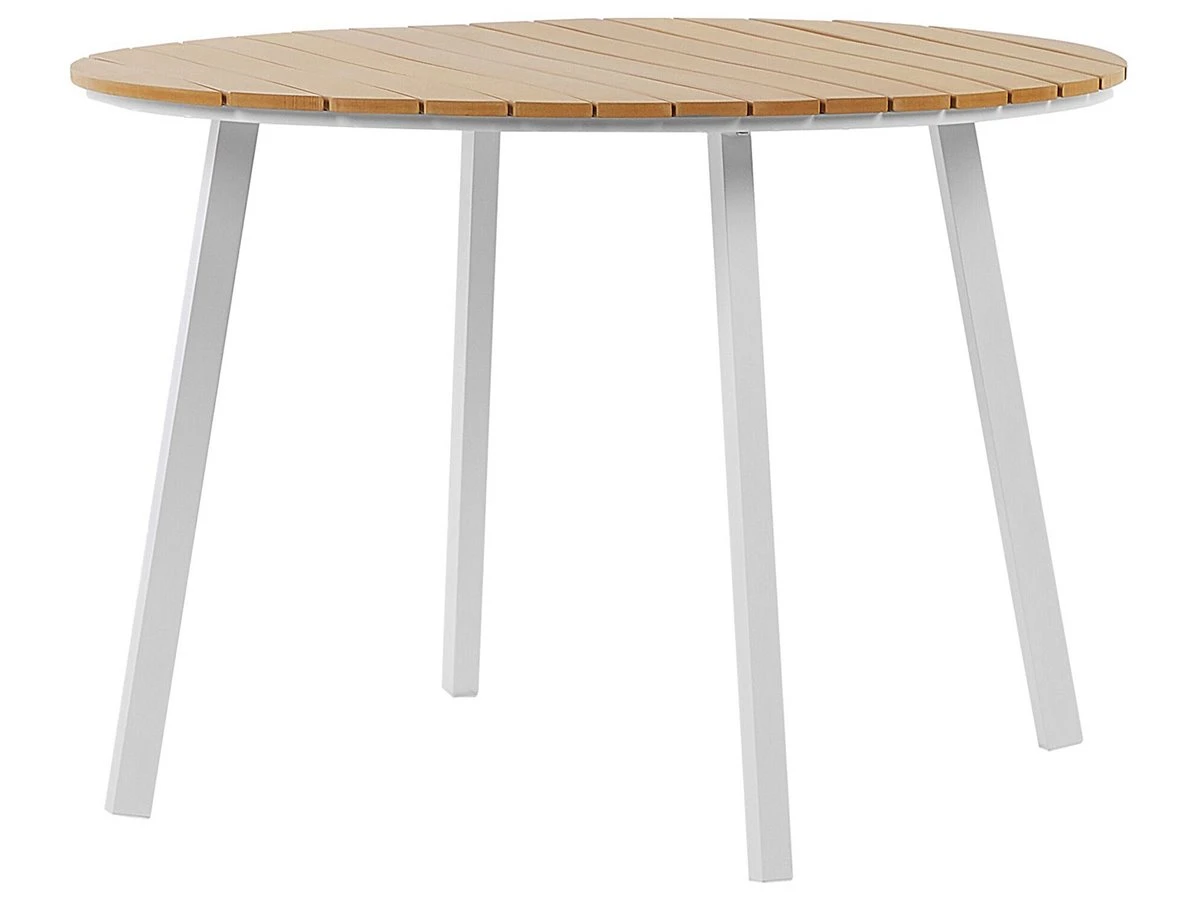 Mesa De Jardín De Madera Plástica Clara/blanco ø 105 Cm CAVOLI - Imagen 2
