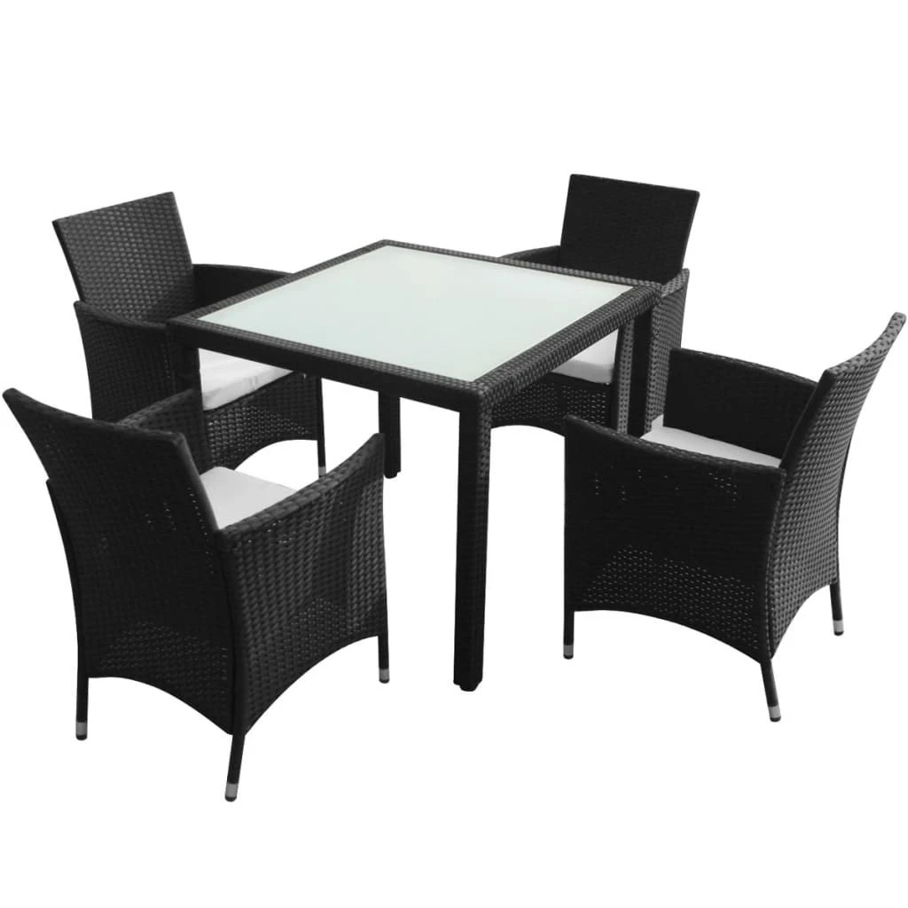 Set Comedor De Jardín 5 Piezas Y Cojines Ratán Sintético Negro VidaXL - Imagen 2