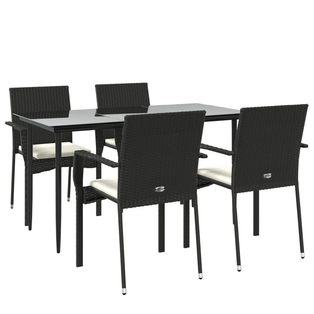 Set De Muebles Jardín 5 Pzas Con Cojines Ratán Sintético Negro VidaXL - Imagen 2