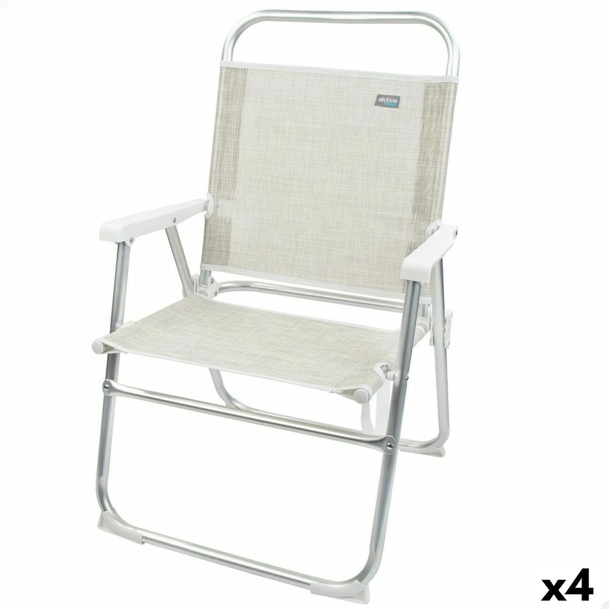 Silla Plegable Aktive Ibiza Beige 48 X 88 X 50 Cm (4 Unidades)