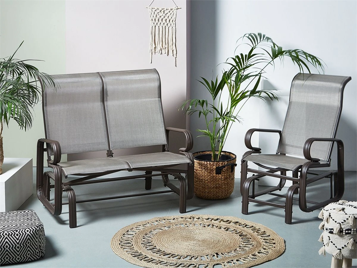 Silla De Jardín De Metal Marrón/gris BORGIO - Imagen 4