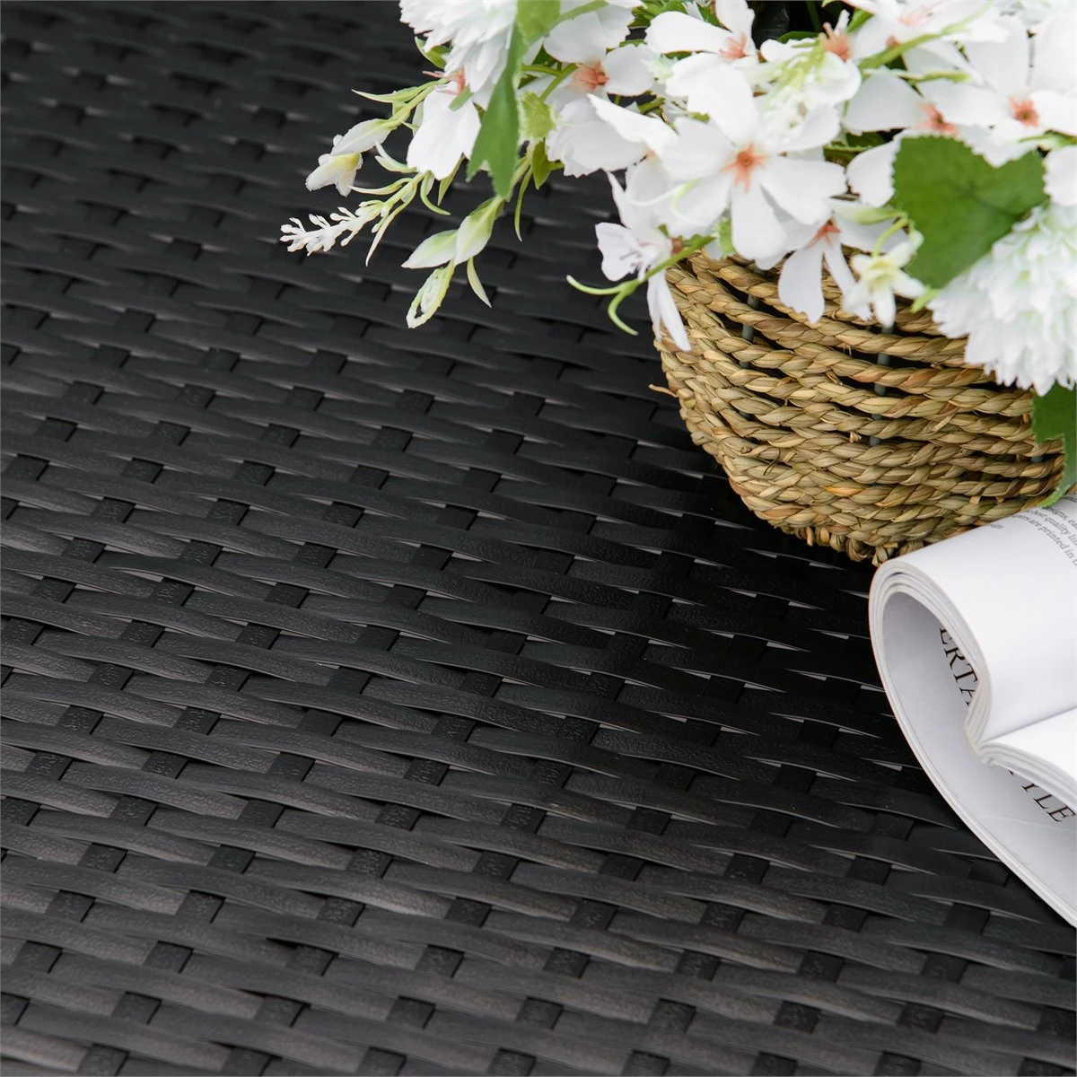 Outsunny Mecedora De Ratán De 2 Plazas Banco Balancín De Jardín Con Balanceo Ergonómico Y Marco De Metal Para Terraza Balcón Exterior Carga 220 Kg 120x70x84 Cm Negro - Imagen 8