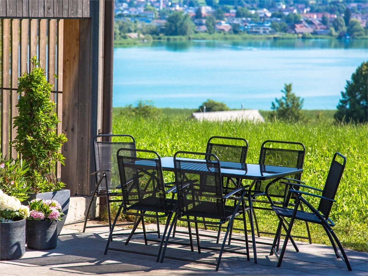 Mesa De Jardín En Acero Negro 140x80 Cm LIVO - Imagen 4